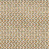 Woven textile sample, Moore Margherita collection by Vescom, beige and muted orange grid pattern, looped texture, neutral earthy tones.